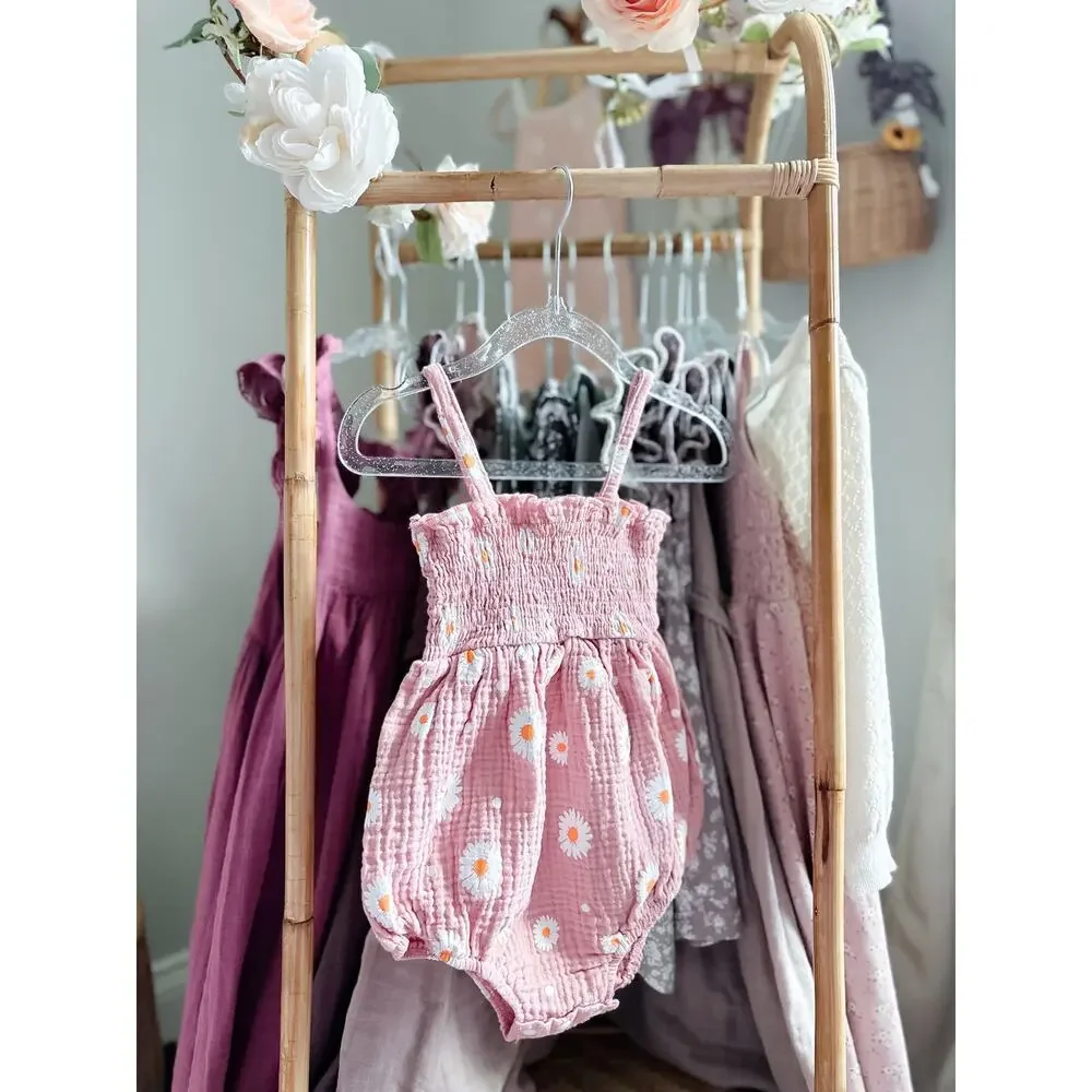 Dreaming Of Daisies Dusty Rose Muslin Romper Playsuit Set 2T